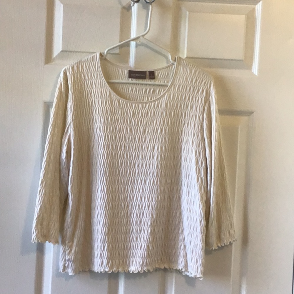 croft & barrow Cream Textured Short Sleeve Top